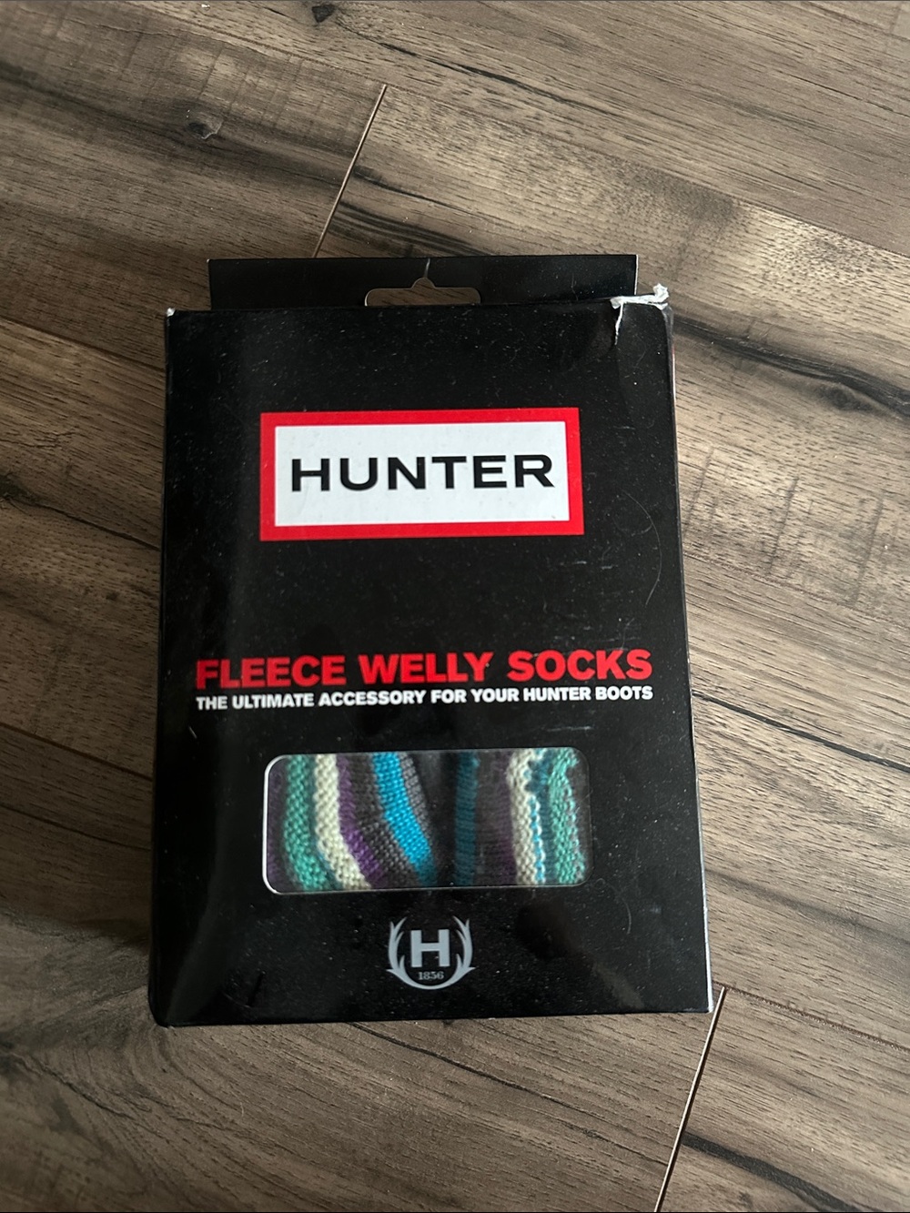 Hunter Striped Fleece Welly Boot Socks - Teal, Purple, Black, White
